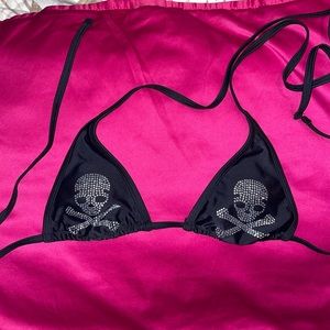 Rhinestone Skull Bikini Top☠️👙